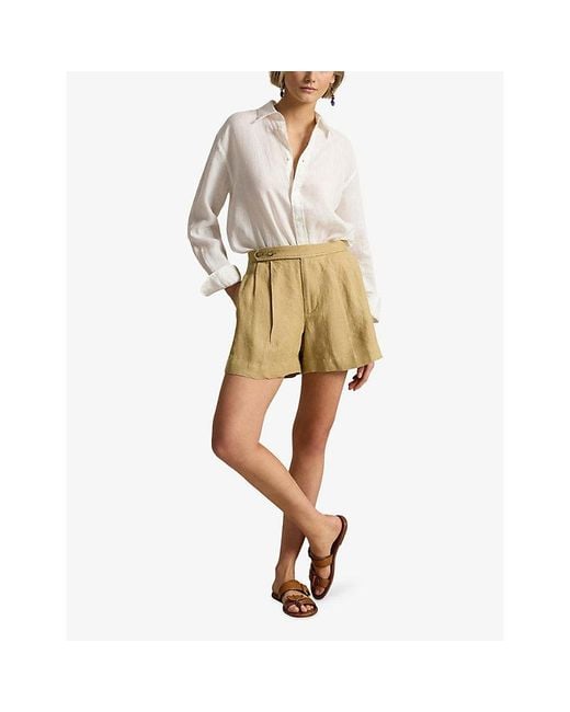 Polo Ralph Lauren Natural High-Rise Relaxed-Fit Linen Shorts