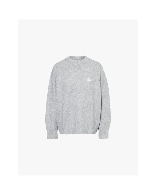 The Couture Club Gray Relaxed-Fit Embroidered-Branding Knit Jumper