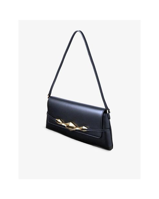 Jimmy Choo Blue Diamond Shoulder East-West Leather Shoulder Bag