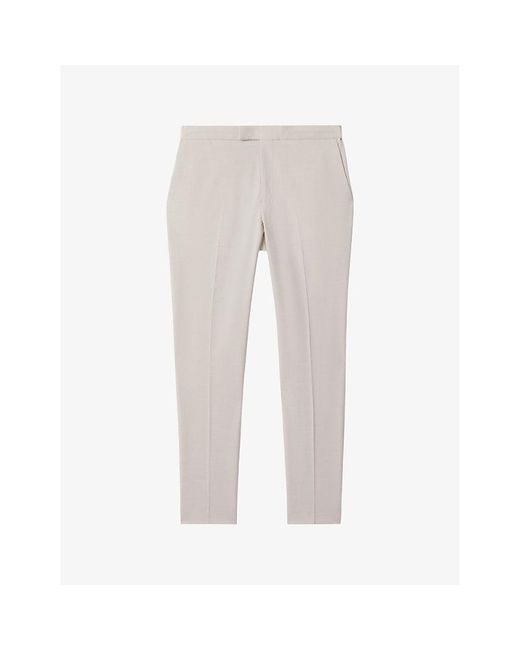 Reiss Gray Found Pressed-Crease Straight-Leg Stretch-Woven Trousers for men