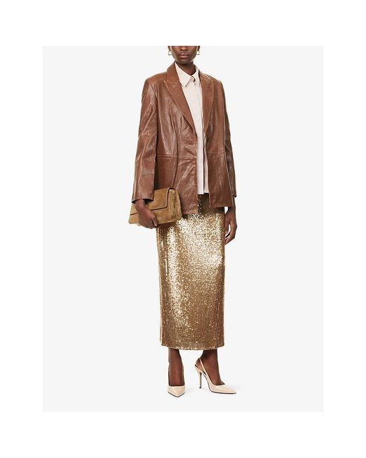 Twp Brown James Peak-Lapels Leather Blazer