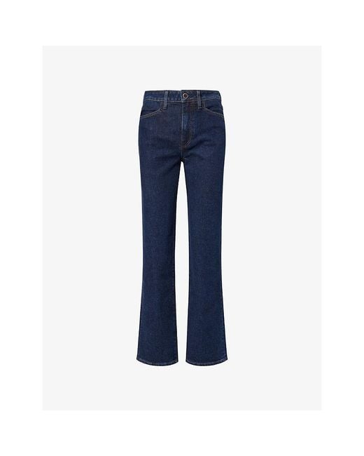 PAIGE Blue Stevie High-Rise Straight-Leg Denim Jeans