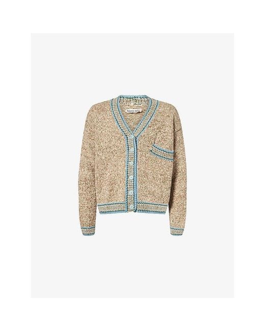 STORY mfg. Natural Bulb V-Neck Cotton Knitted Cardigan for men