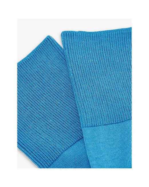 Falke Blue Utical Run Logo-print Cotton-blend Knitted Socks for men