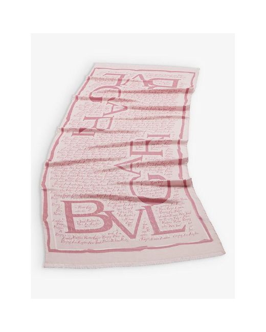 BVLGARI Pink Lettere Maxi Metropolis Branded Silk And Wool-blend Stole
