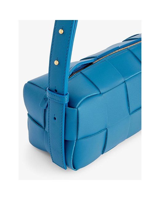 Bottega Veneta Blue Brick Cassette Intrecciato Leather Shoulder Bag
