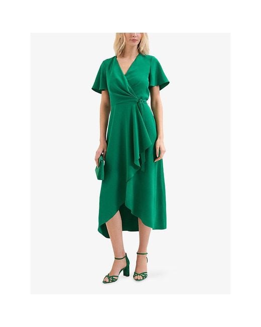 Phase Eight Green Julissa Wrap-Front Woven Midi Dress