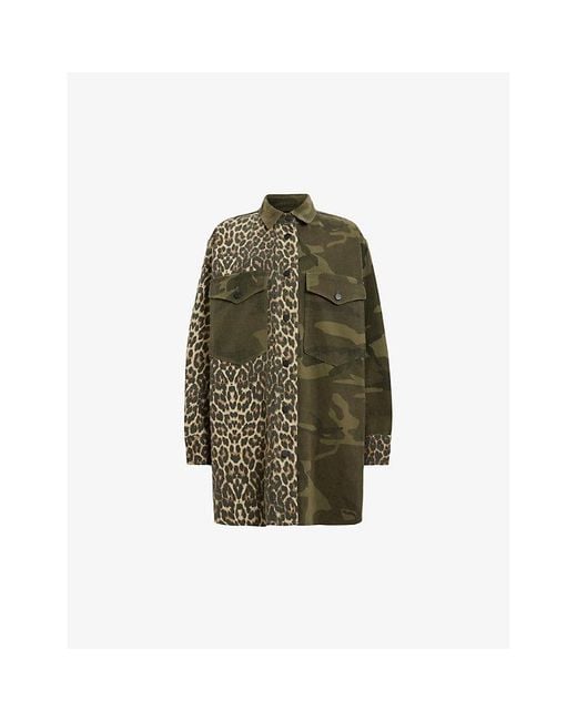 AllSaints Green Camouflage Lily Shirt Dress