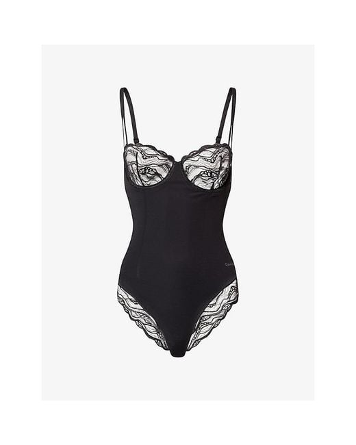 Calvin Klein Black Sensual Stretch Lace Shapewear Bodysuit