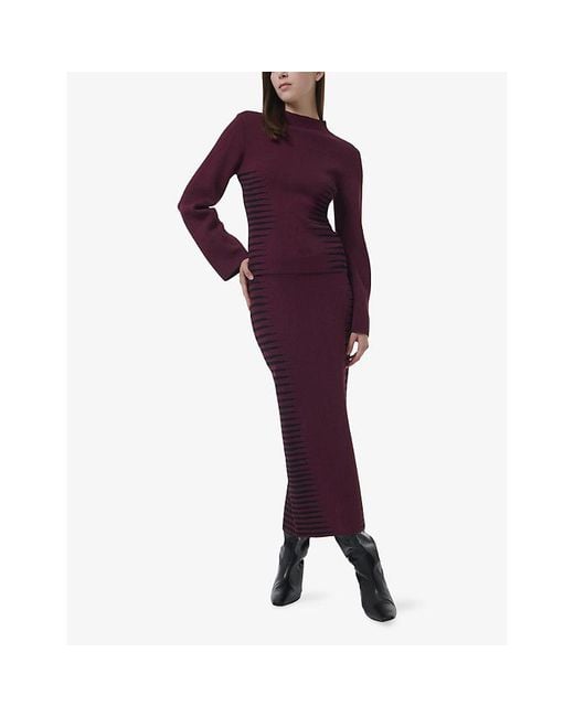 eem Purple Jacquard Slim-Fit Knitted Top