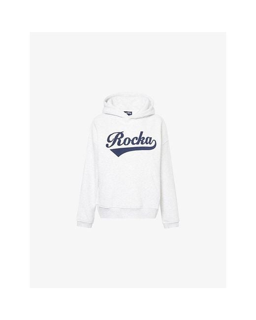 Ru & Rocka White Baseball Brand-Logo Cotton-Blend Hoody