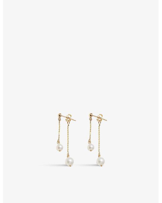 The Alkemistry Natural Poppy Finch 14ct Yellow-gold And Pearl Drops Earrings