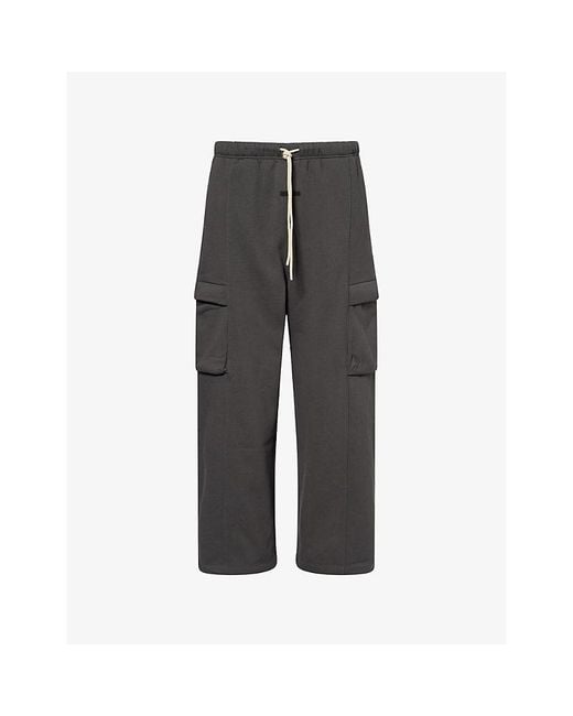 Fear Of God Gray Cargo Patch-Pocket Cotton-Jersey Jogging Bottoms for men