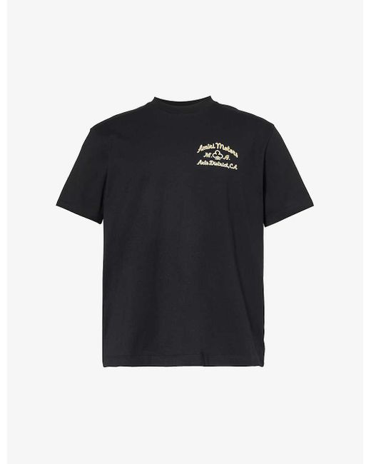 Amiri Black Brand-embellished Crewneck Cotton-jersey T-shirt for men
