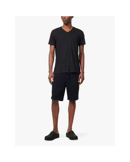 Derek Rose Black Quinn 1 Straight-Leg Cotton-Blend Jersey Drawstring Shorts for men