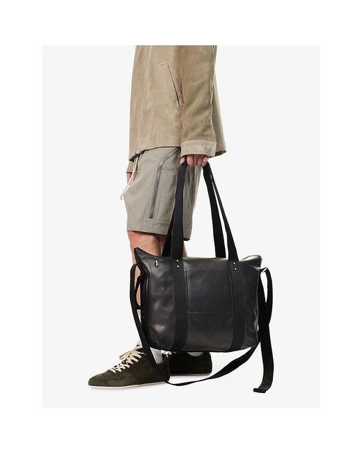 Rick Owens Black Trolley Leather Tote Bag for men