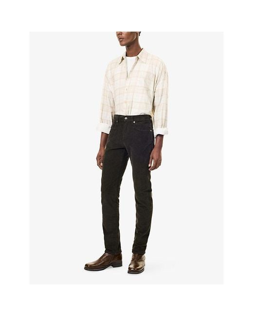 7 For All Mankind Black Slimmy Corduroy Cotton-Blend Trousers for men