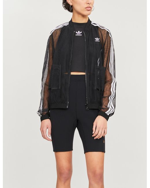 Adidas Originals Black 3-stripe Semi-sheer Tulle Jacket