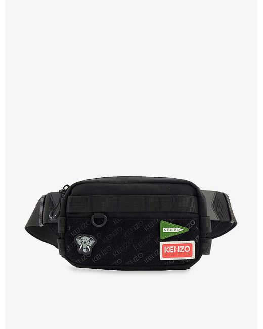 KENZO Jungle Patch-embellished Woven Bum Bag in Black for Men | Lyst