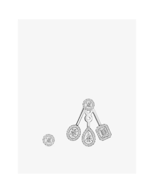 Messika White My Twin Trio Asymetric 18Ct- And 0.59Ct Diamond Earrings