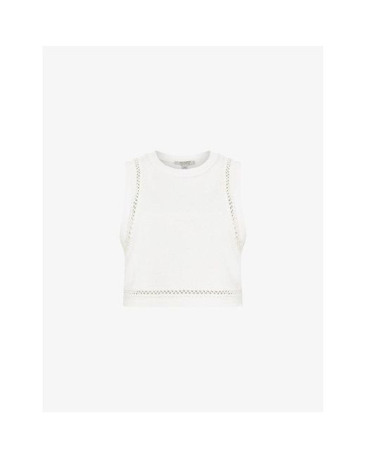 AllSaints White Ewelina Lila Ladder-trim Cropped Knitted Top