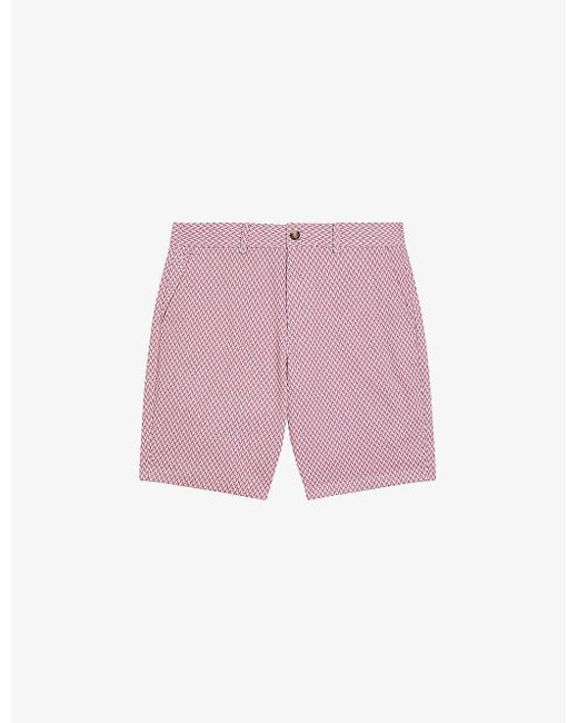Ted Baker Pink Dulwick Geometric-print Stretch-cotton Shorts for men