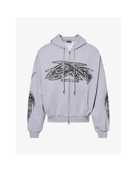 GODMADE Gray Vivid Logo-Print Cotton Hoodie for men
