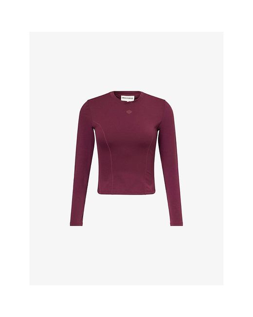 The Couture Club Purple Sculpting Crossover Stretch-Woven Top