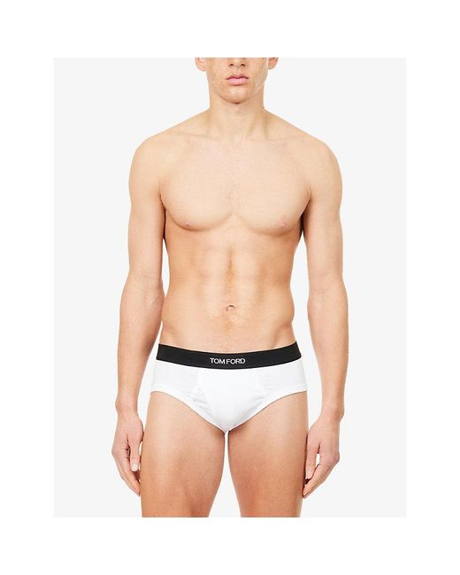 Tom Ford Black Branded Pack Of Two Stretch-Cotton Briefs for men