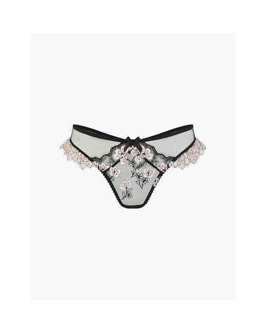 Agent Provocateur White Andiee Embroidered Lace Thong