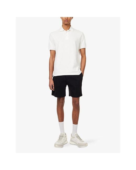 Emporio Armani White Regular-Fit Short-Sleeve Cotton-Piqué Polo Shirt for men