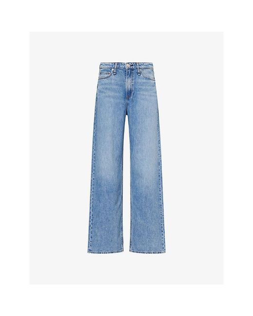 Rag & Bone Blue Logan Wide-Leg Denim Jeans
