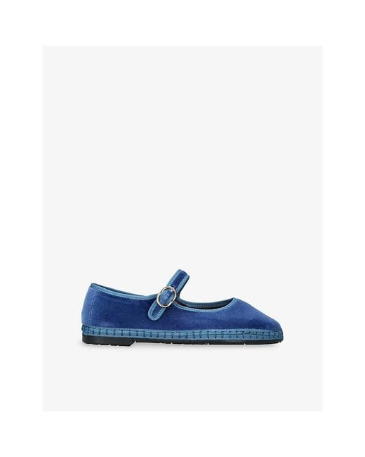 Flabelus Blue Alexandra Velvet Mary-Jane Shoes