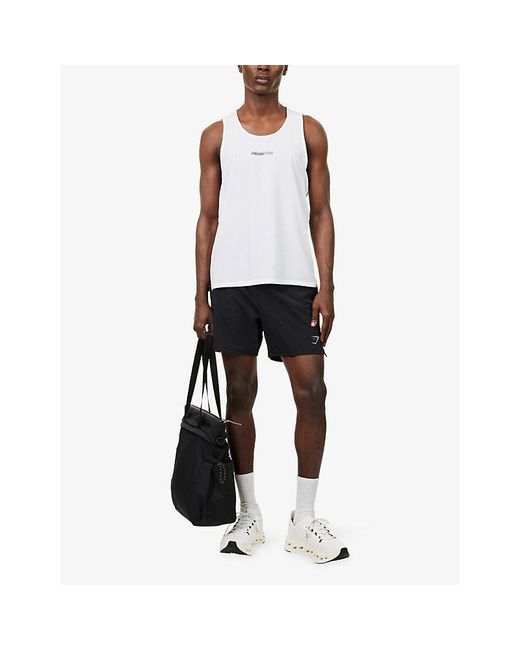 GYMSHARK White Running Logo-Print Stretch-Woven Tank Top for men
