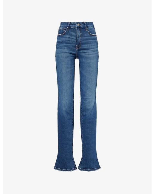 GOOD AMERICAN Blue Good Legs Flared-leg Mid-rise Denim-blend Jeans