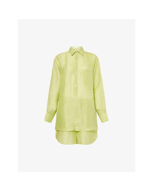 Olivia Von Halle Yellow Kick Silk-Blend Pyjama Set