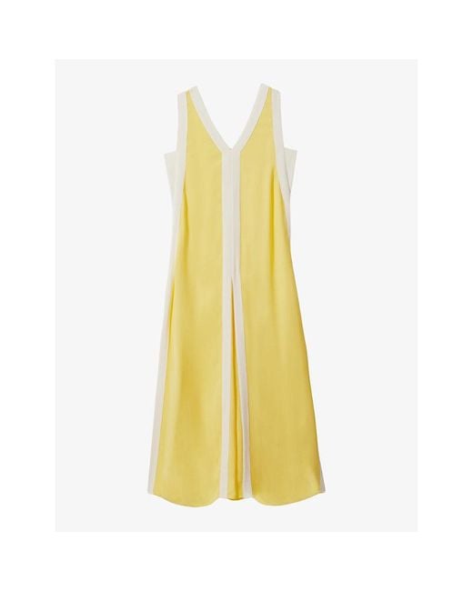 Reiss Yellow Rae Colour-block Relaxed-fit Woven Maxi Dress