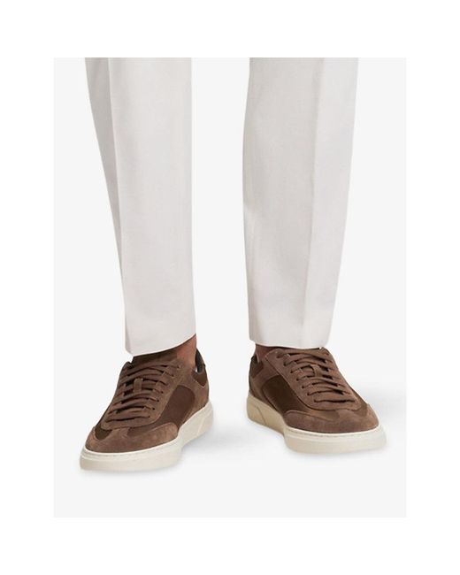 Boss Brown Branded Suede And Leather Trainers for men