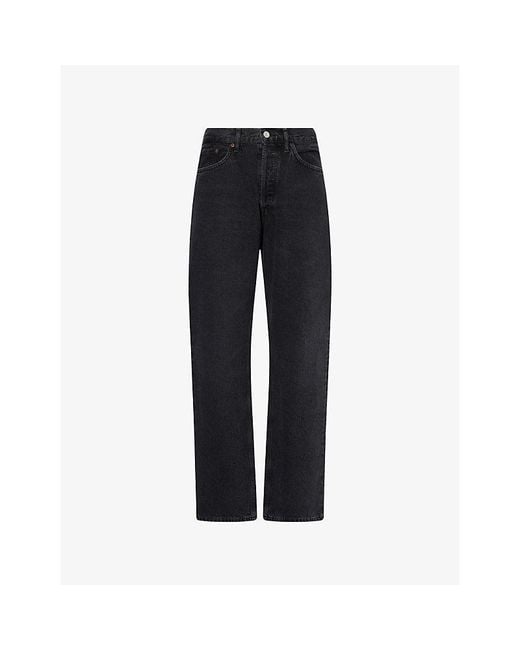 Agolde Black Lana Straight-Leg High-Rise Denim Jeans