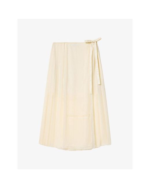 AllSaints Natural Clover Side-Tie Woven Maxi Skirt