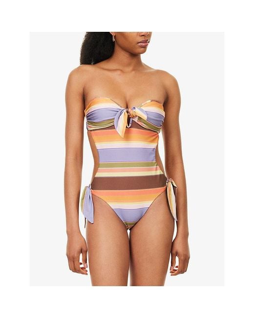 Zimmermann Orange Solstice Scarf Tie Swimsuit