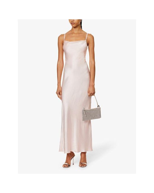 Bec & Bridge Malia Cowl-neck Slim-fit Satin Maxi Dress in Pink | Lyst