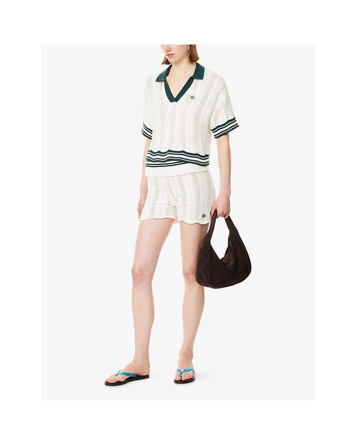 The Couture Club White Crochet Fold Cotton Shorts