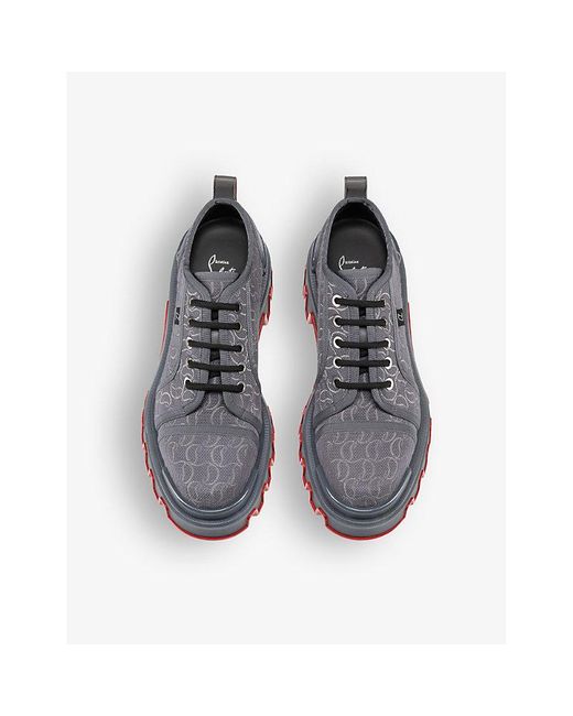 Christian Louboutin Gray Panamic Dune Jacquard-logo Canvas And Leather Derby Shoes for men