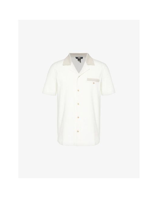 PAIGE White Roan Ribbed-trims Stretch-pique Shirt X for men