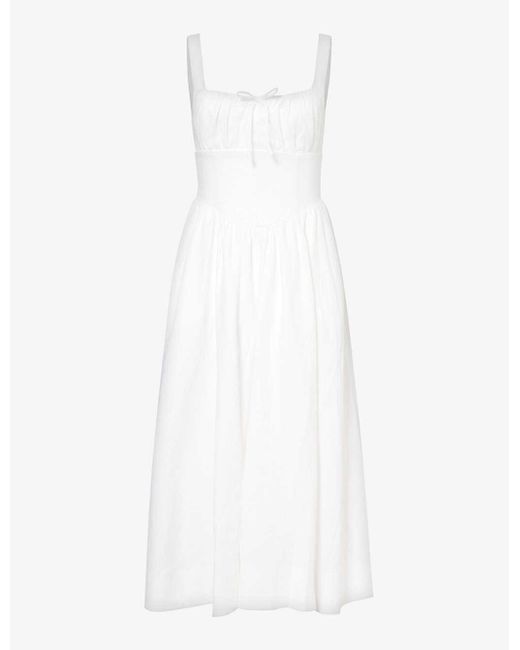 Reformation White Balia Scoop-neck Linen Maxi Dress
