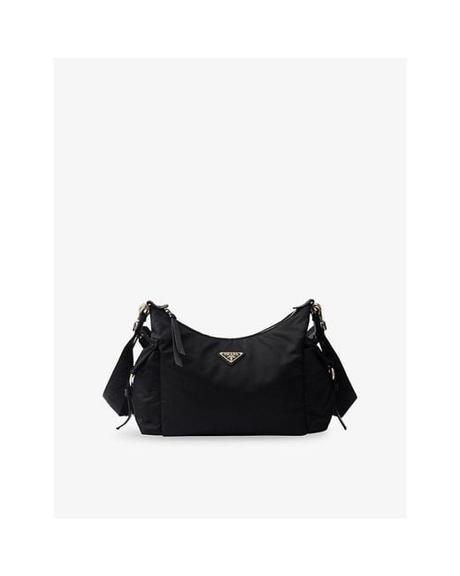 Prada Black Explore Large Re-Nylon And Leather Shoulder Bag