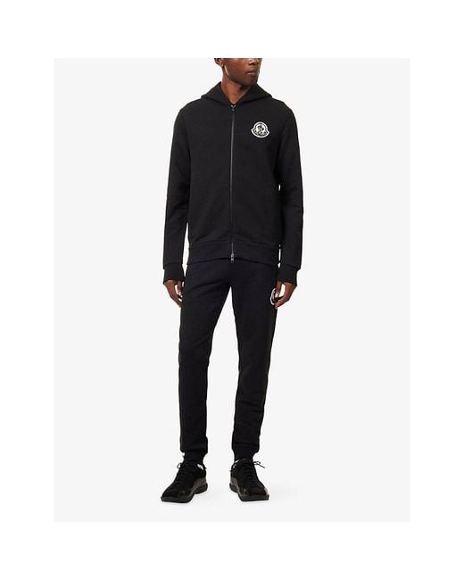 Moncler Black Artist Brand-Badge Cotton Jogging Bottoms for men