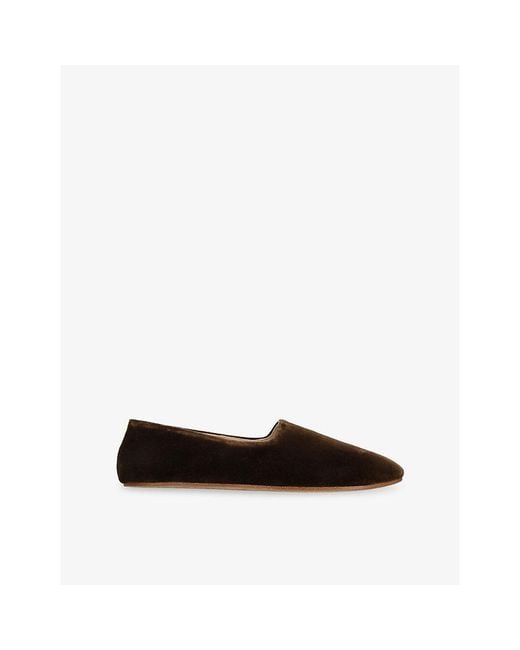The Row Black Ponti Velvet Slippers