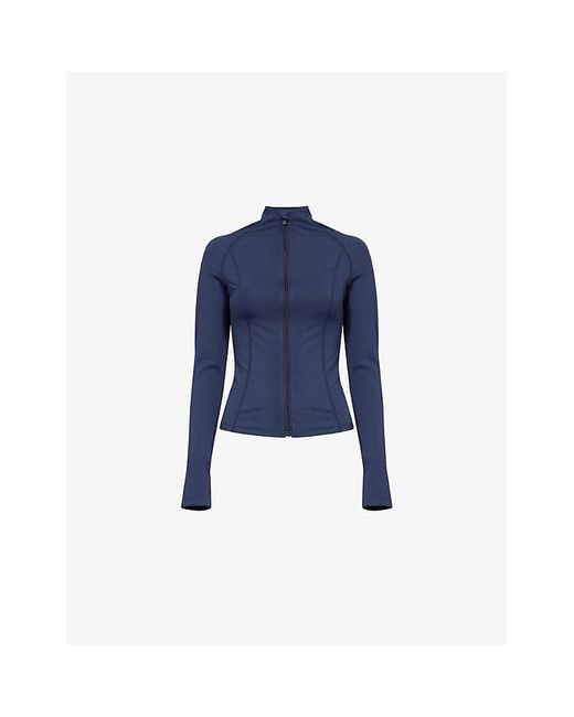 Sisterly Tribe Blue Softsculpt Zip High-Neck Stretch-Woven Jacket